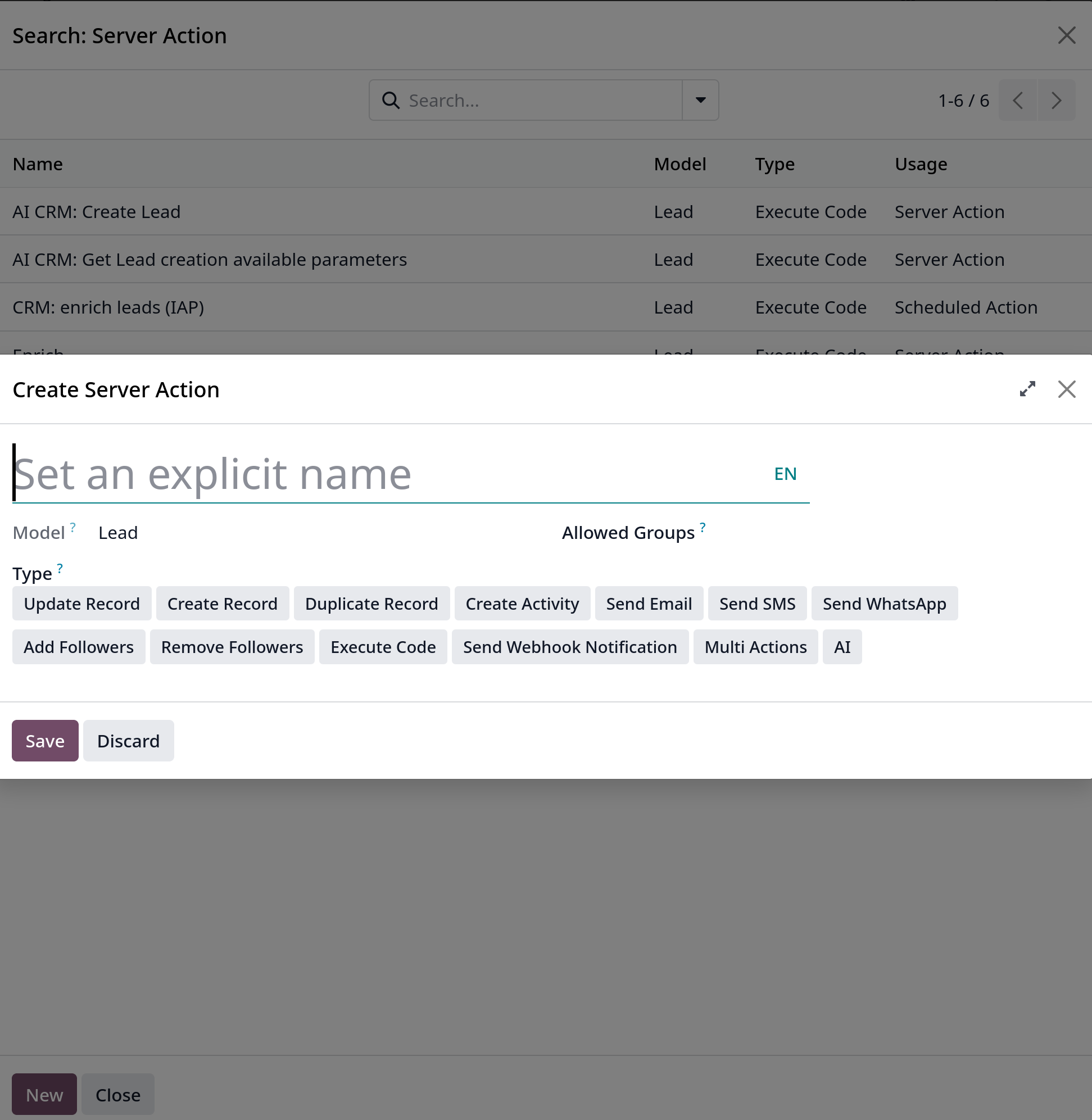 automation server action new