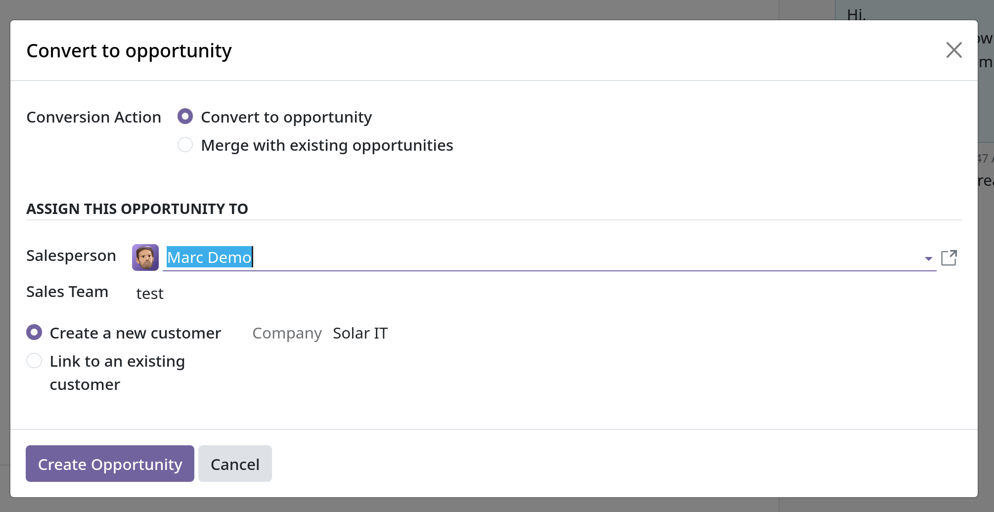 convert leads to opportunities