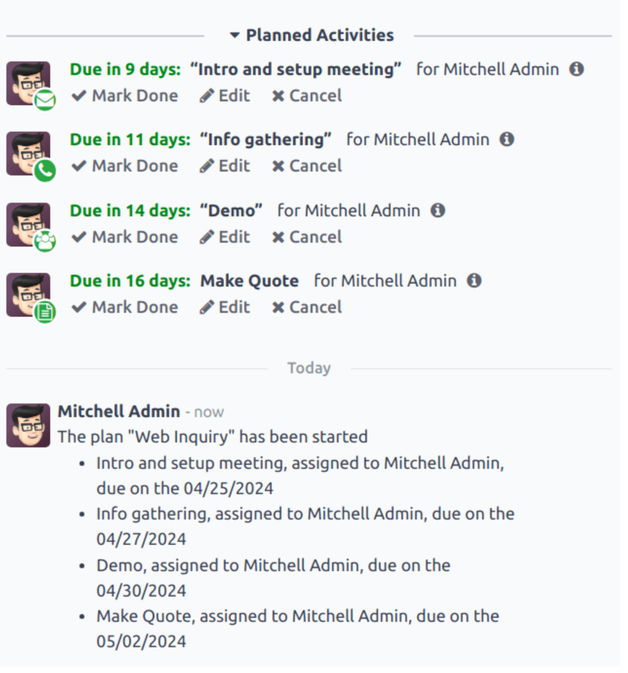 crm chatter activities plan