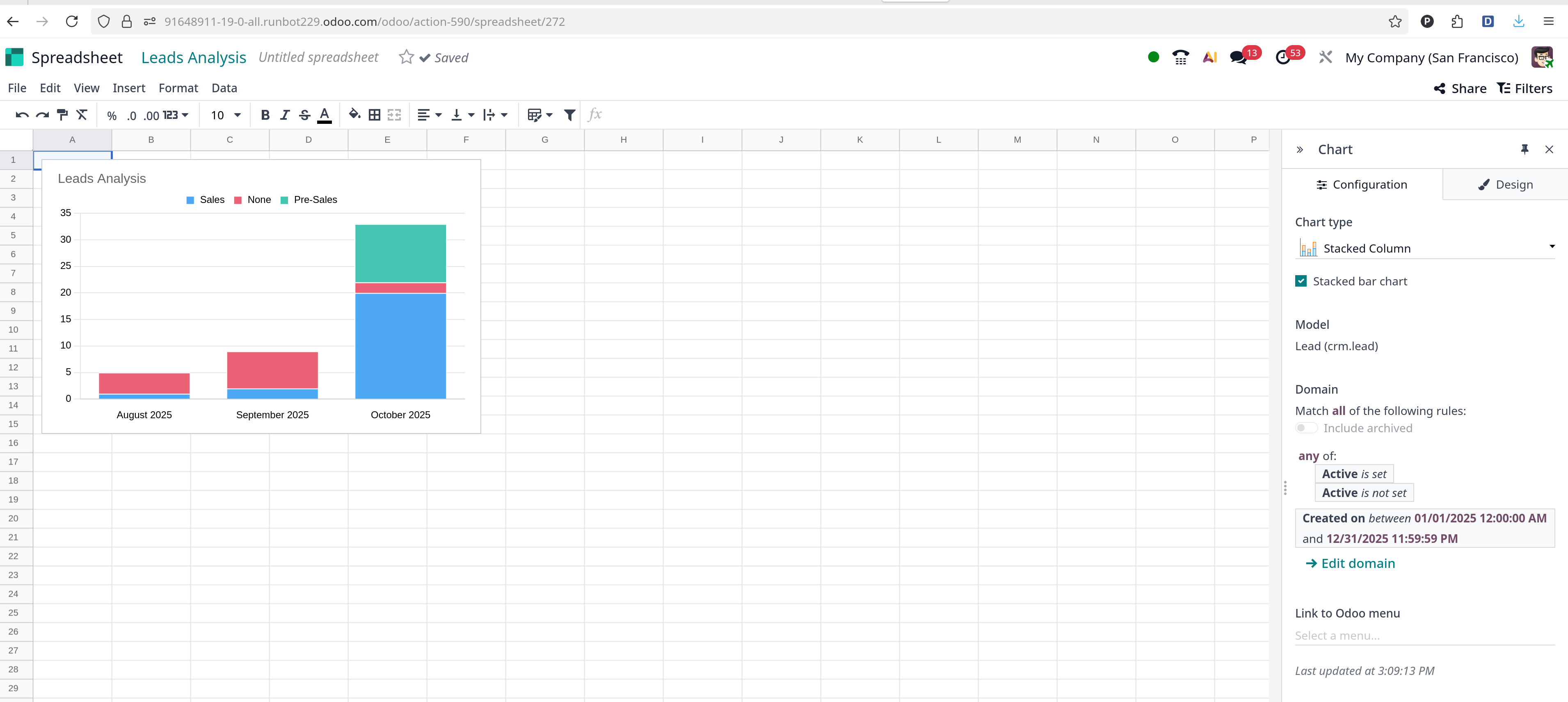 insert spreadsheet result
