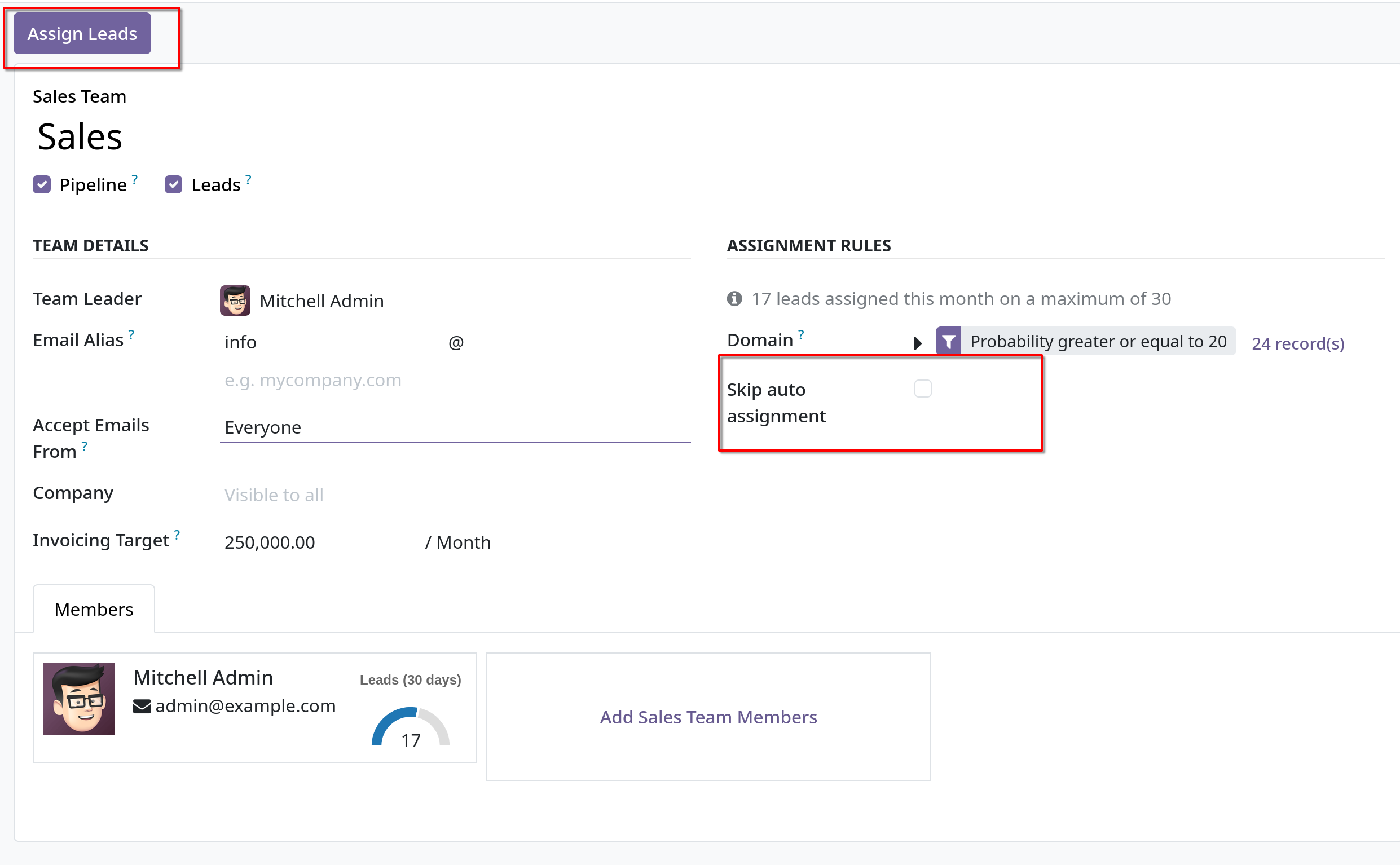 manually assign leads