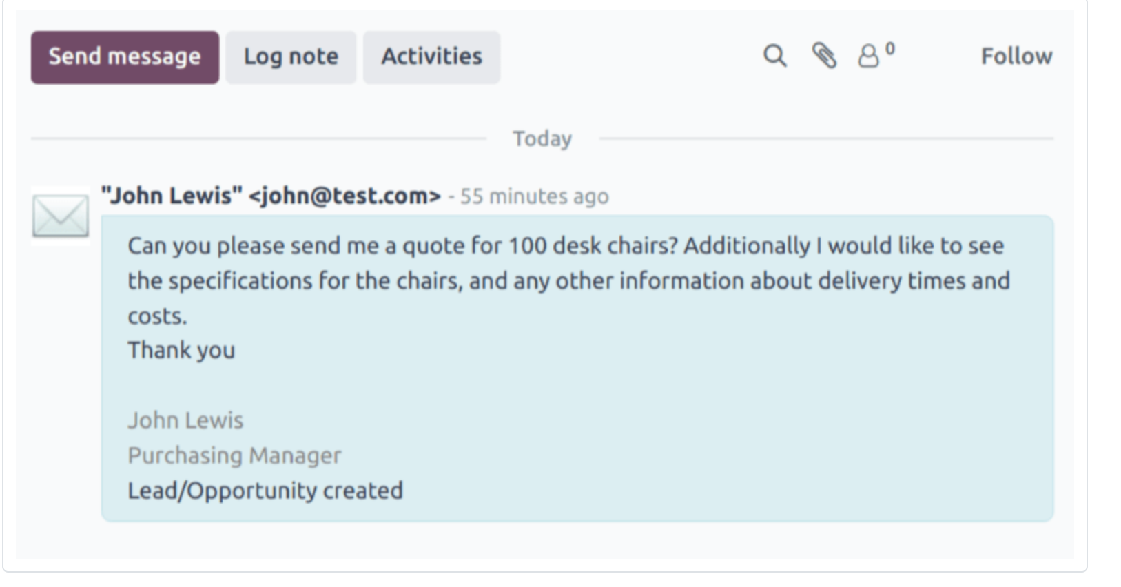 email alias lead created