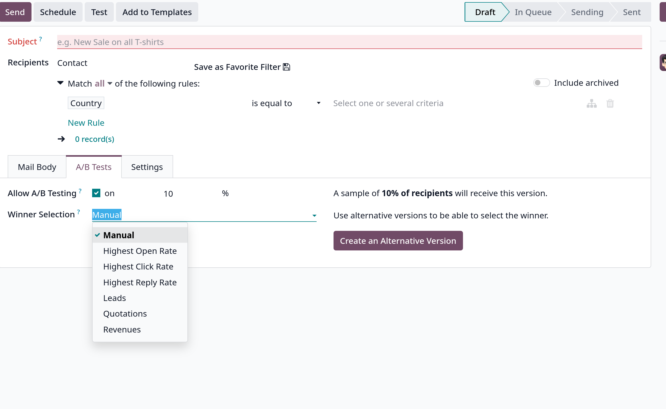 email marketing ab testing