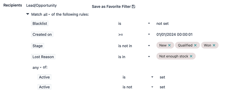 email marketing lost leads filter