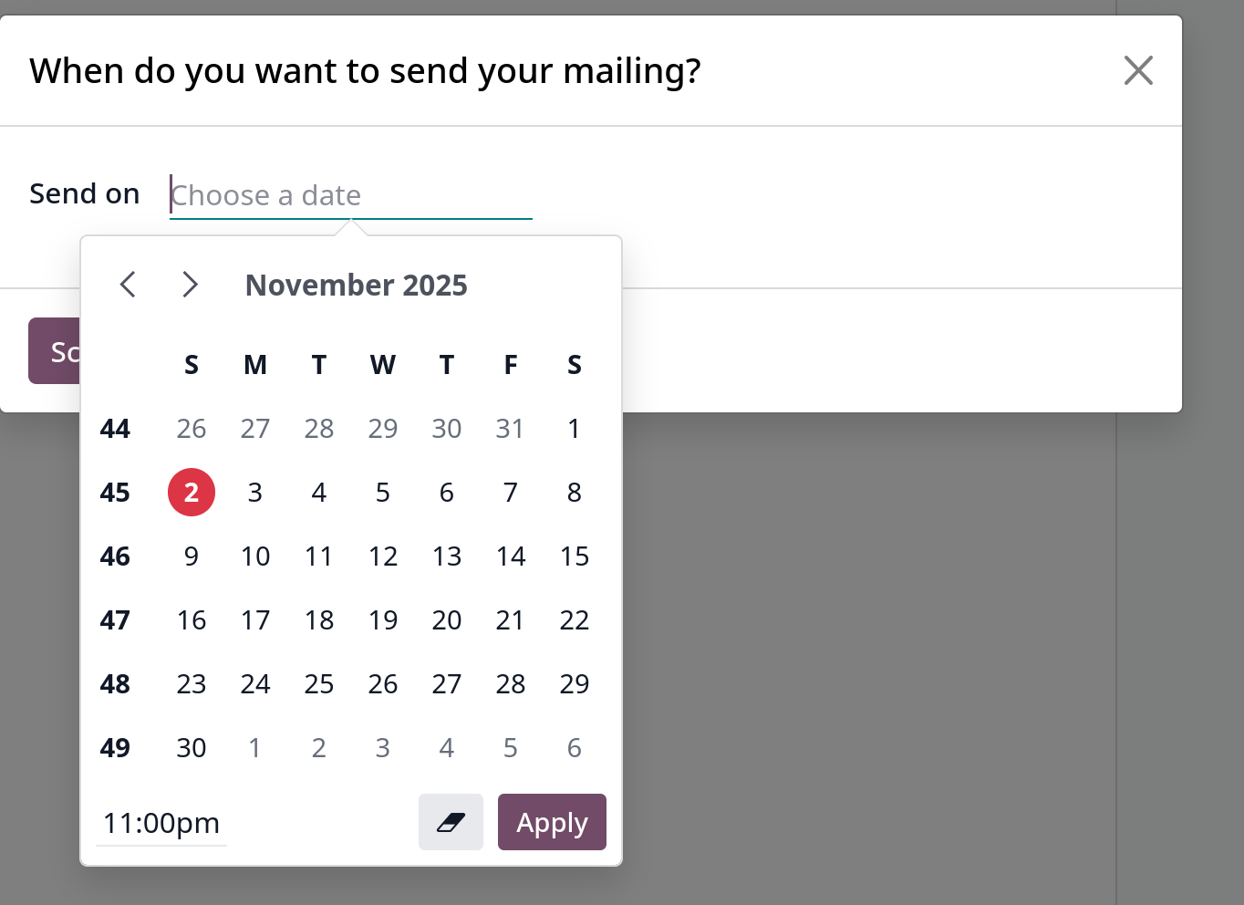 email marketing schedule