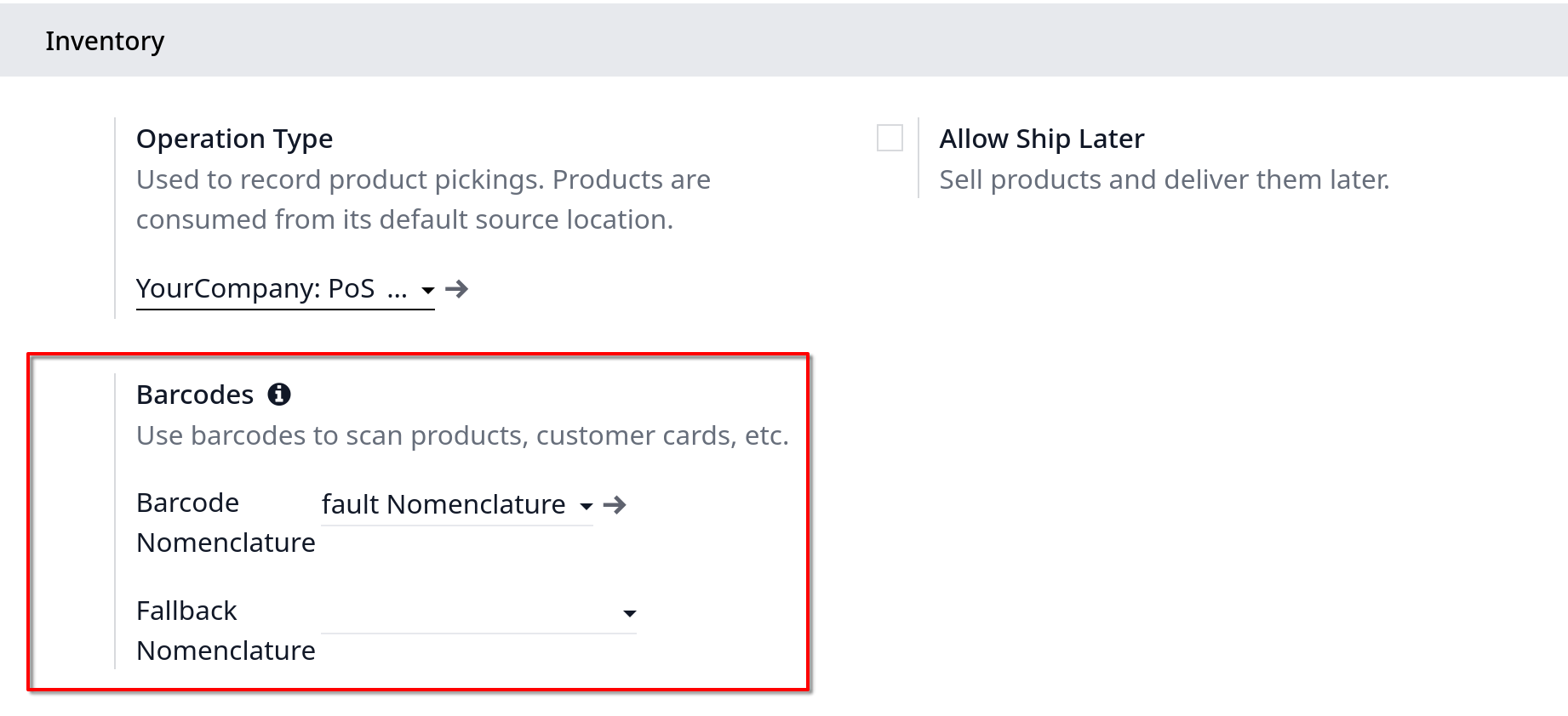 pos barcode nomenclature