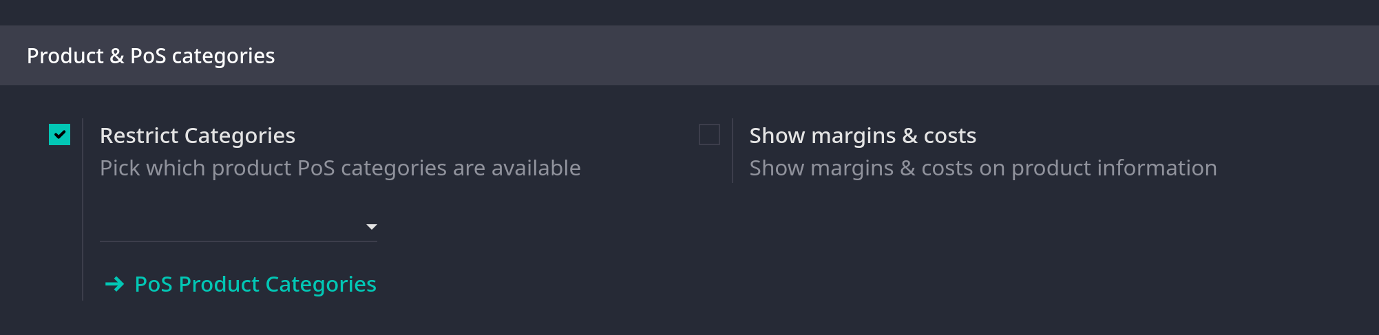 pos configuration restrict categories