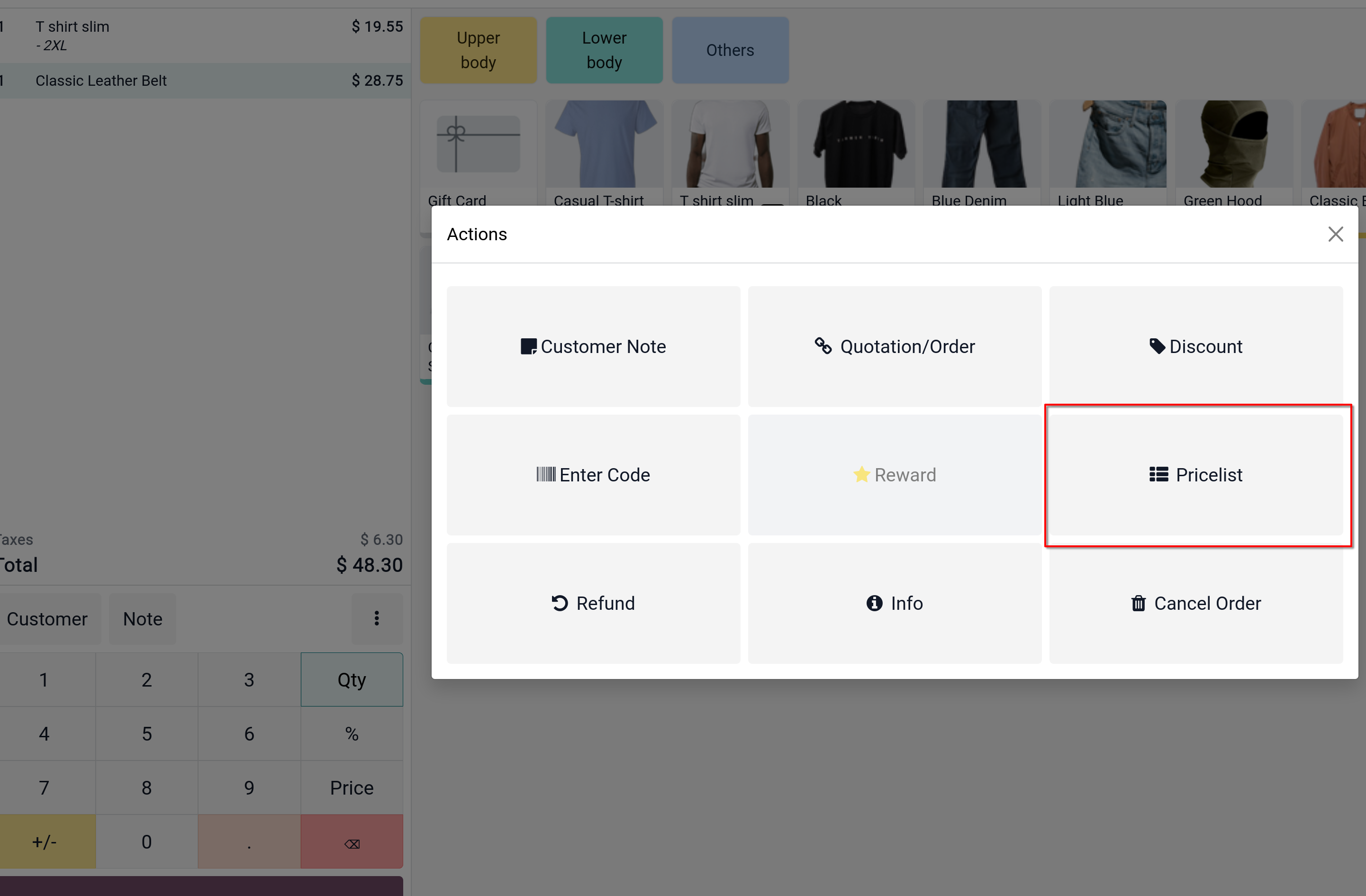 pos discount pricelist interface