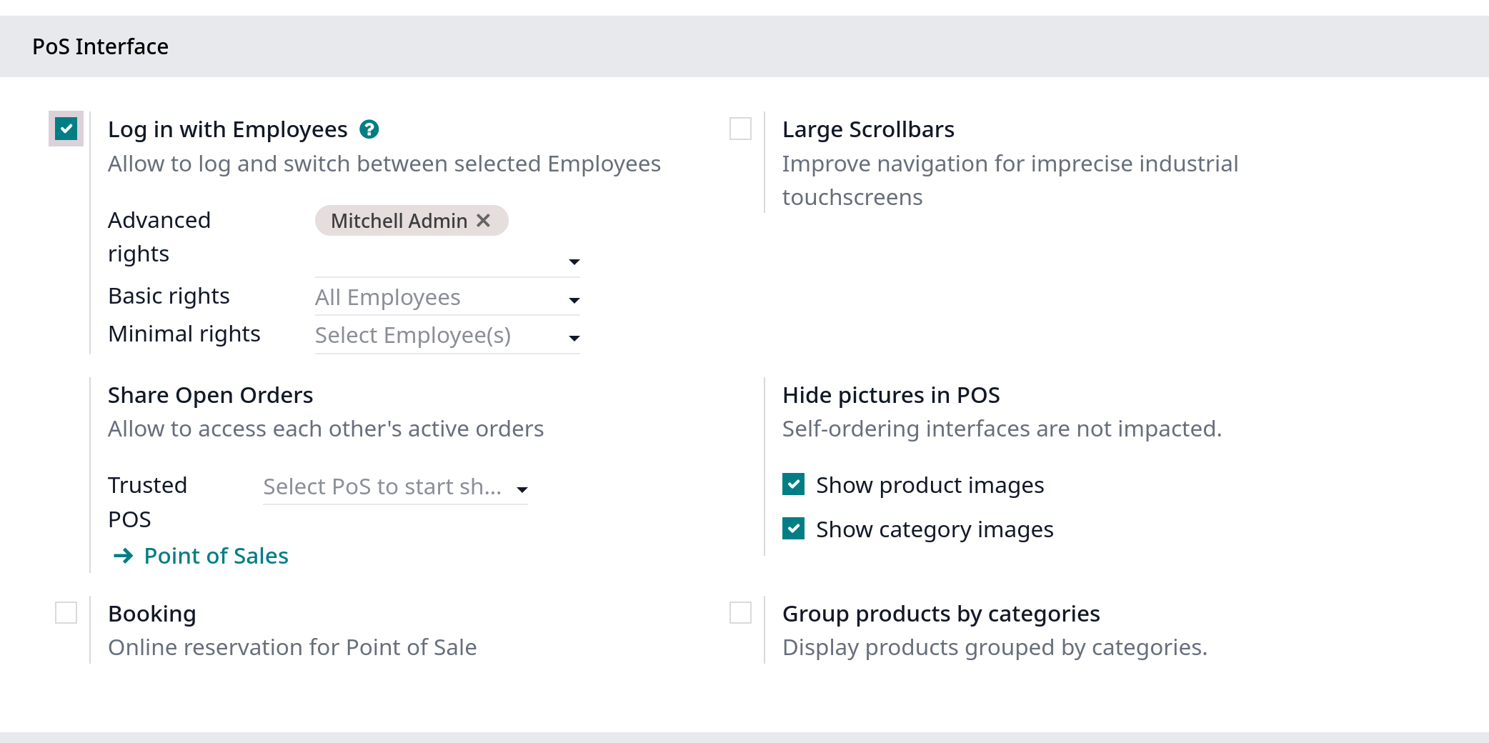 pos interface multi-employee
