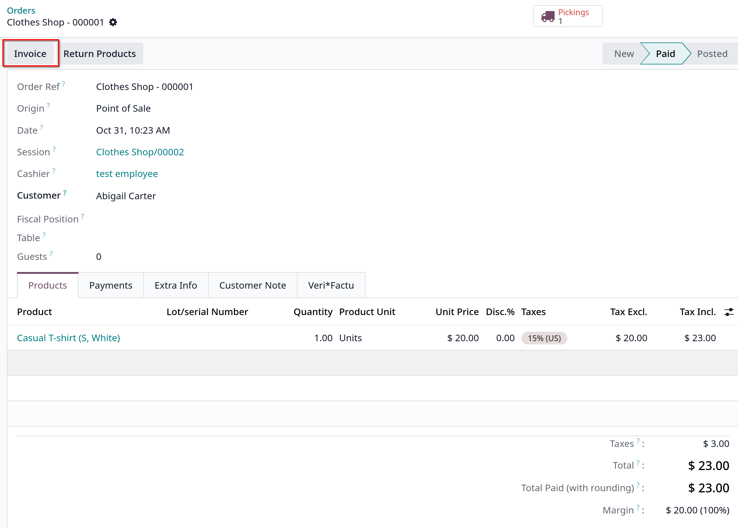 pos orders invoice