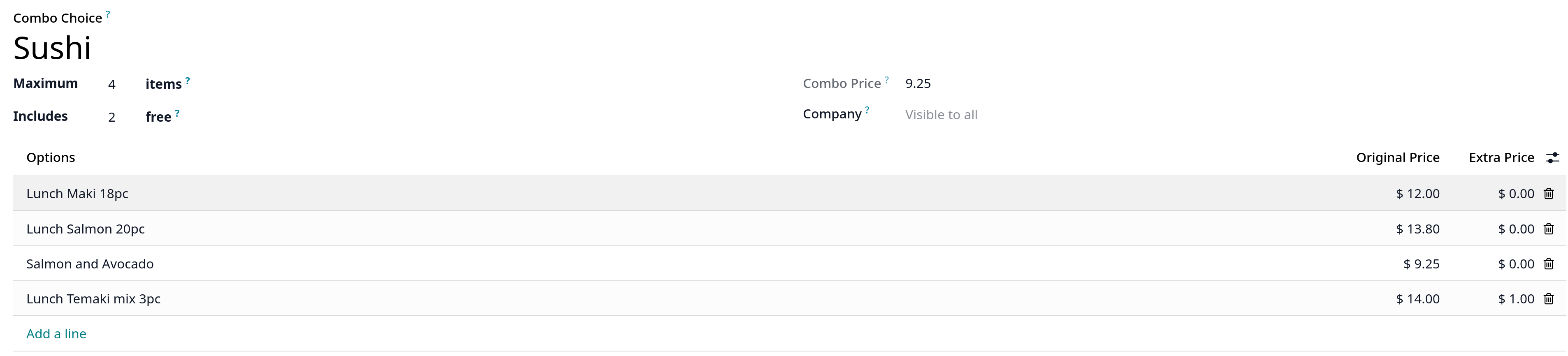 pos product combos