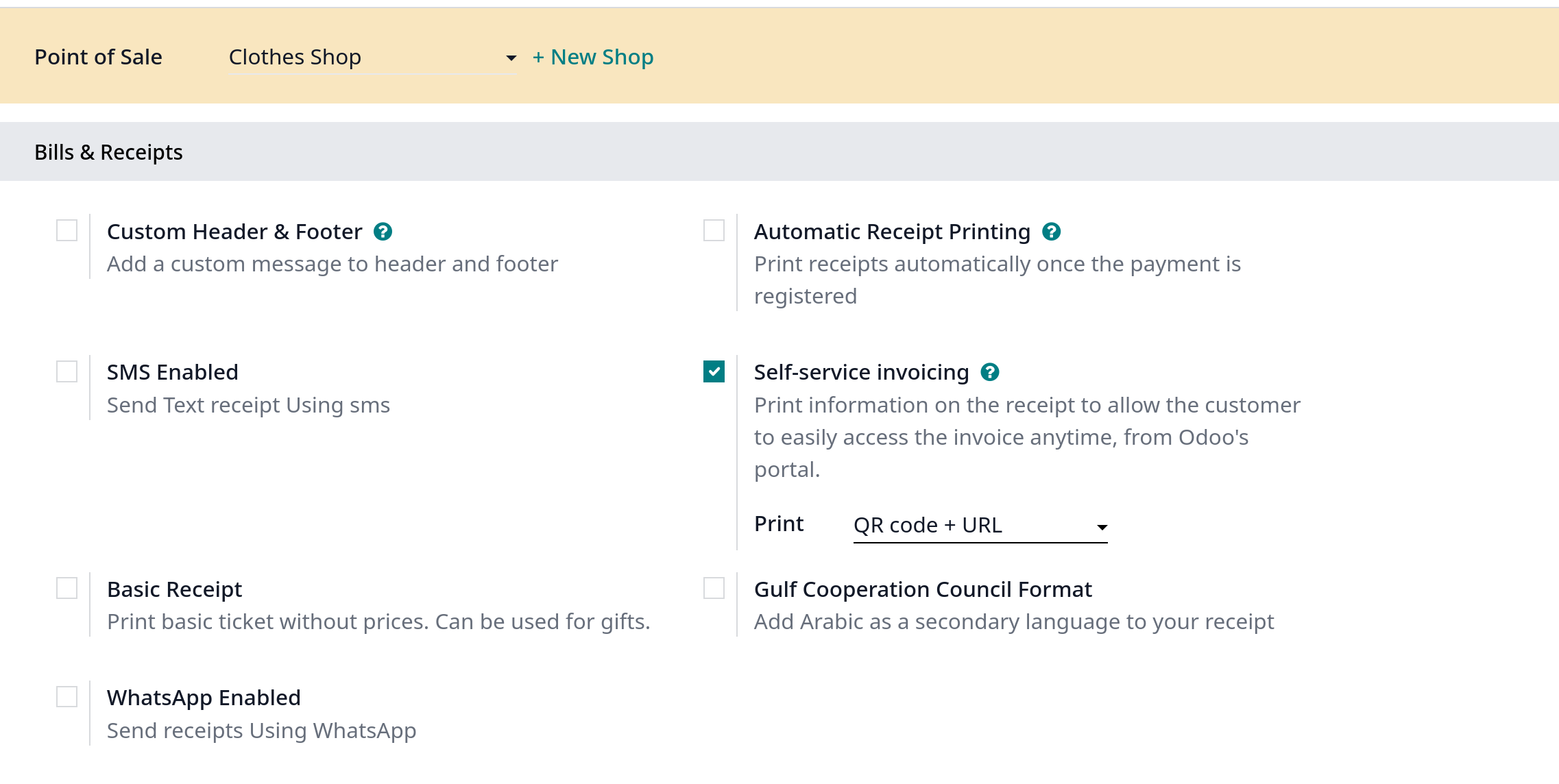 pos receipts configuration