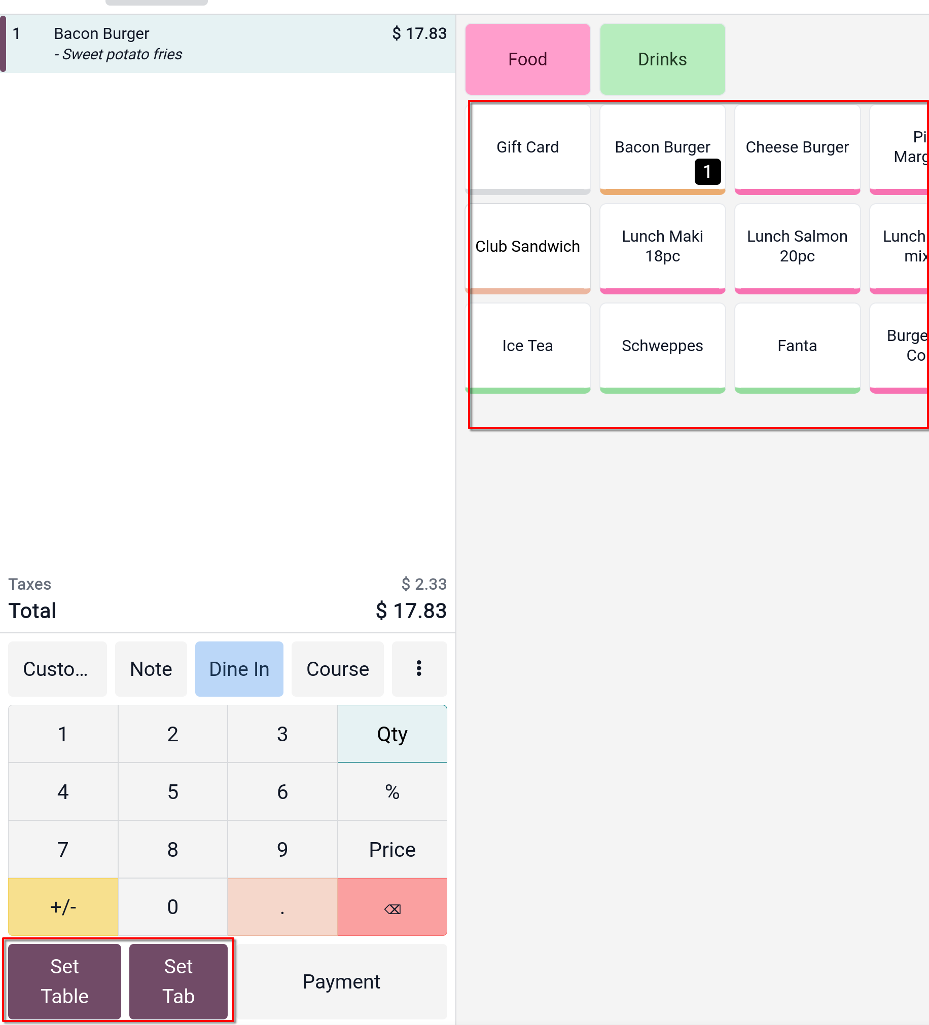 pos restaurant order to table