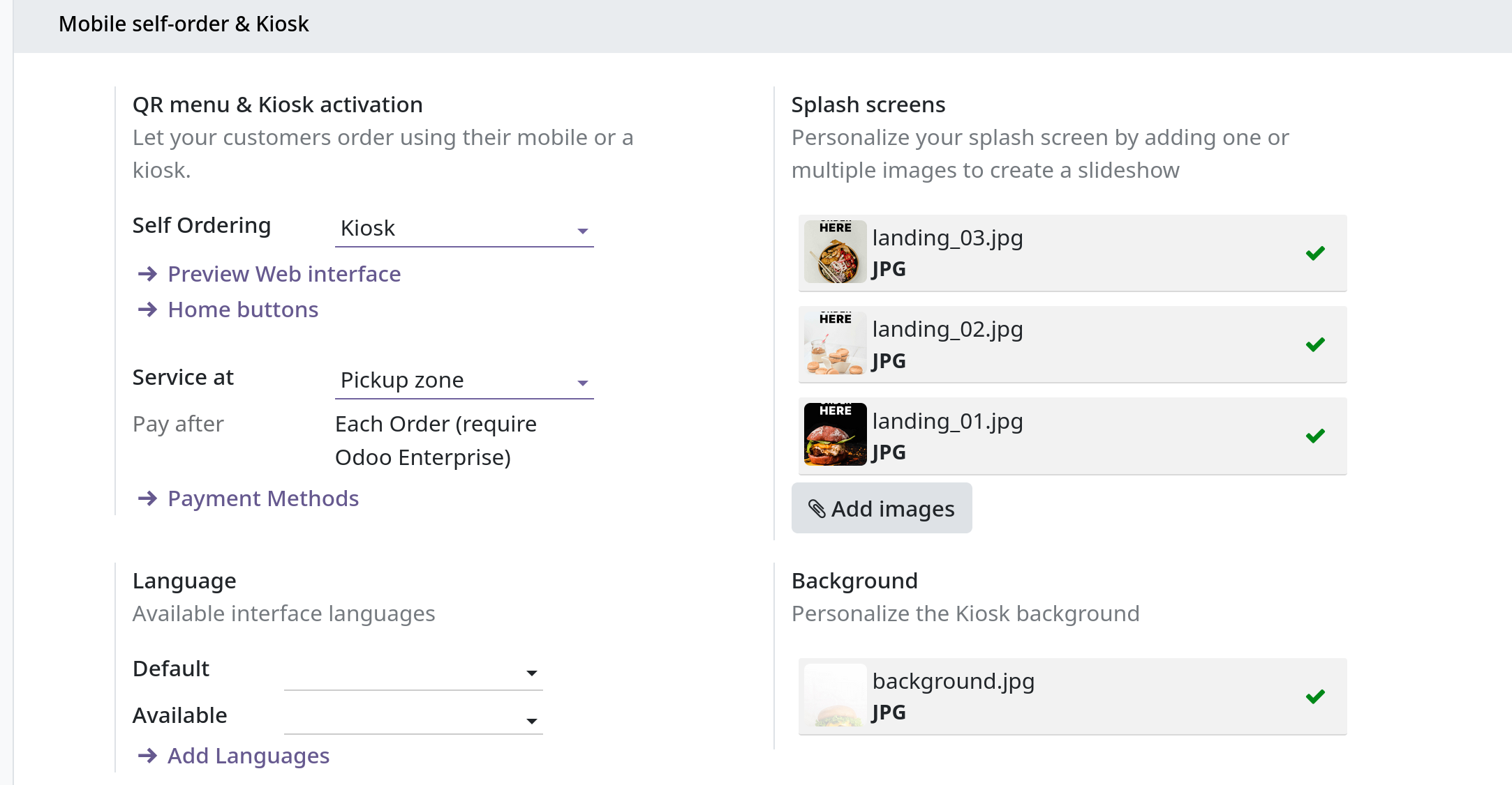 pos self ordering configuration