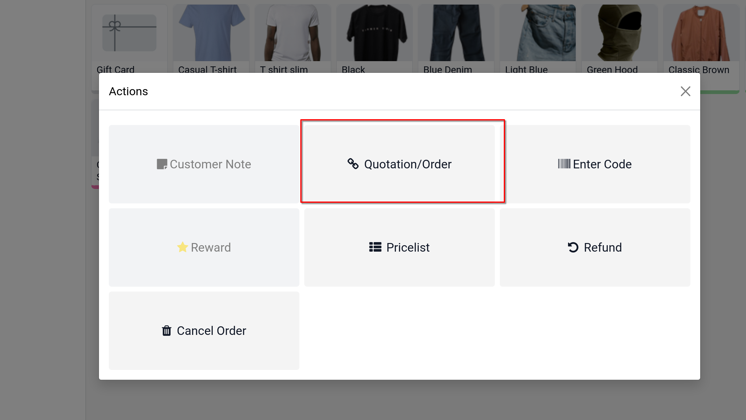 pos session quotations orders