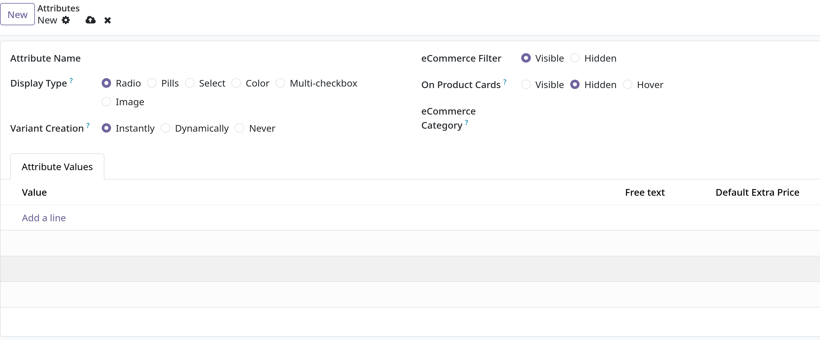 product attribute new