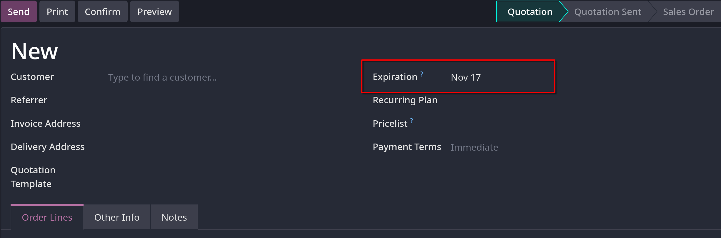 quotation expiration