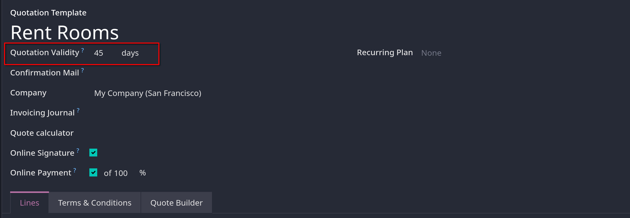 quotation template expiration