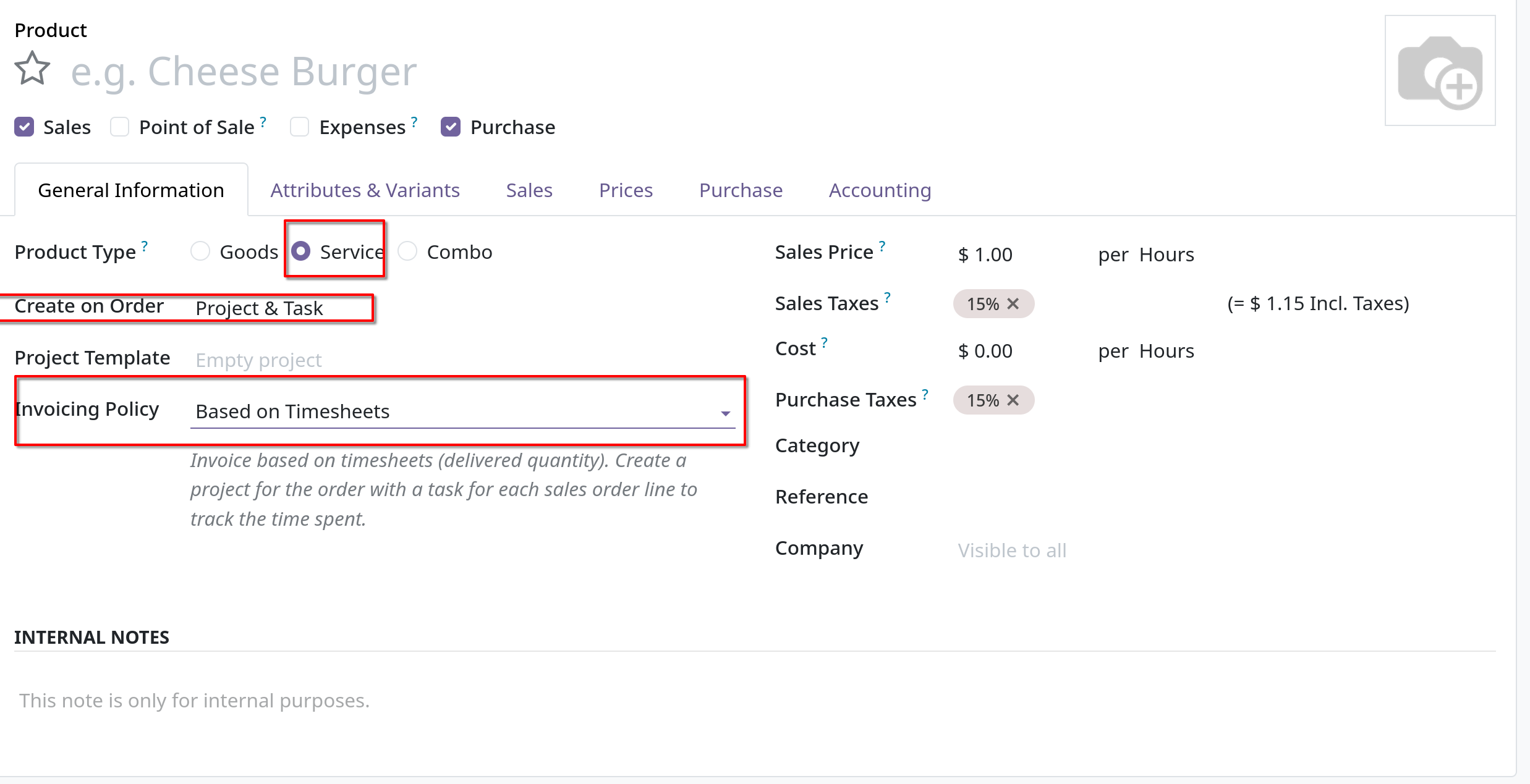 service product config