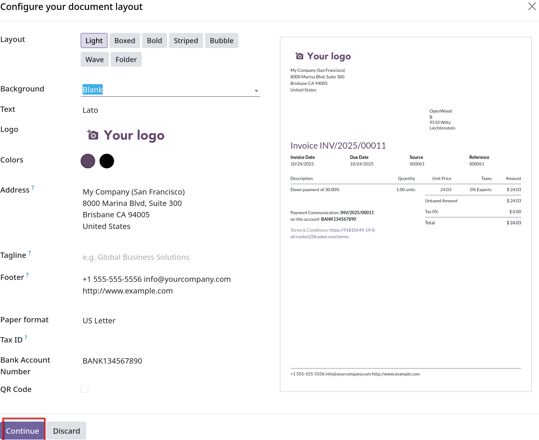 sales create invoice send