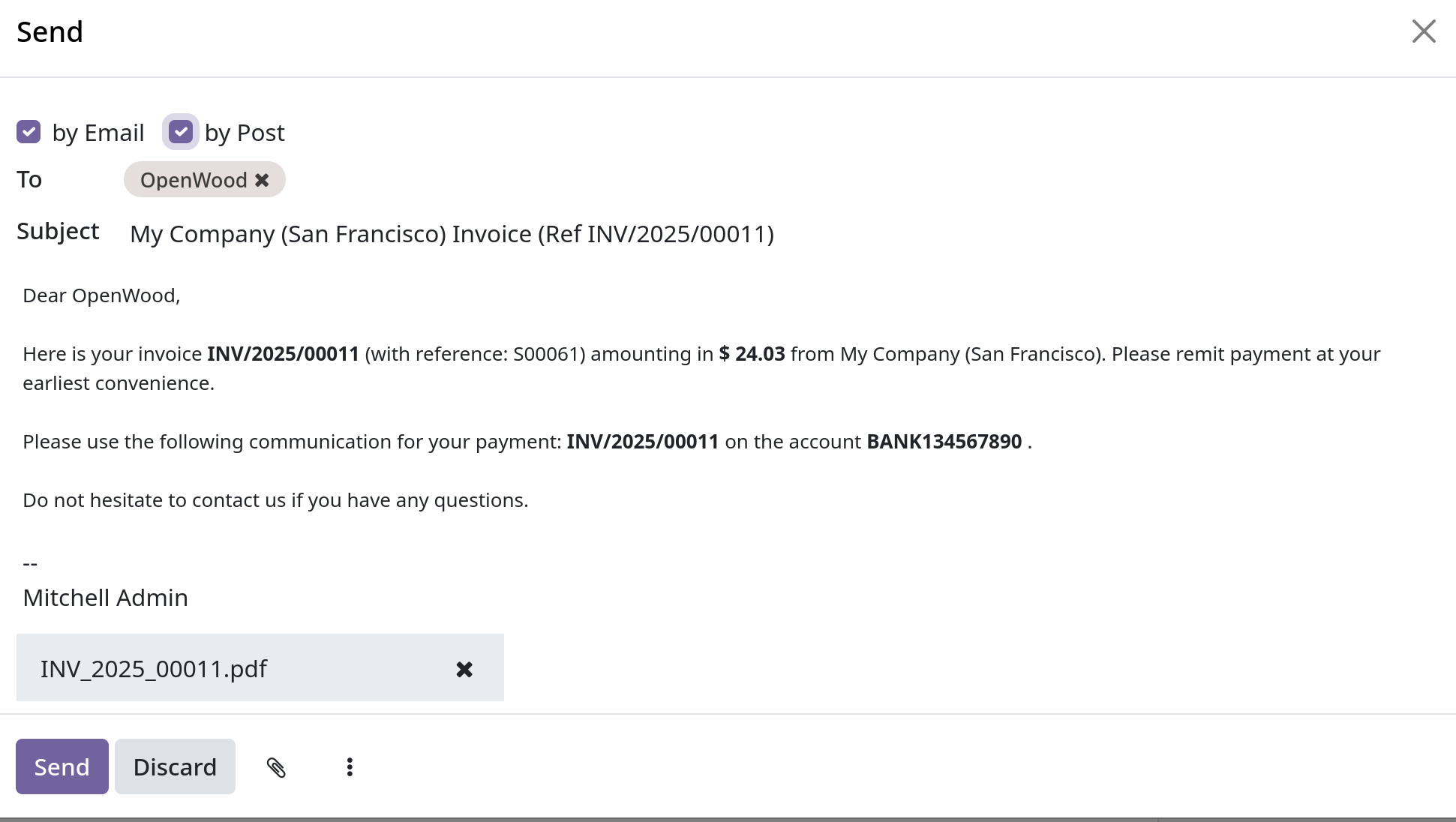 sales create invoice send confirm