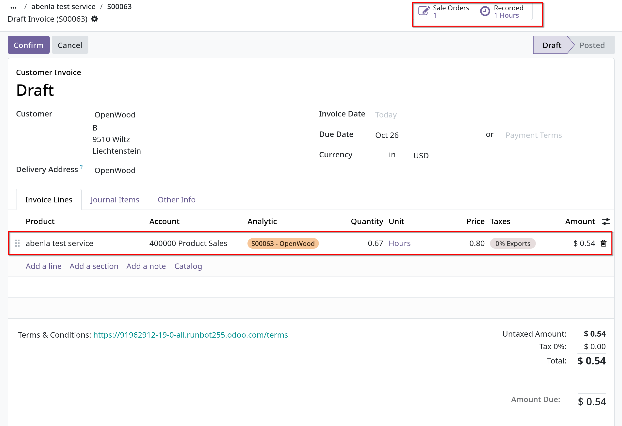 sales order create draft invoice time