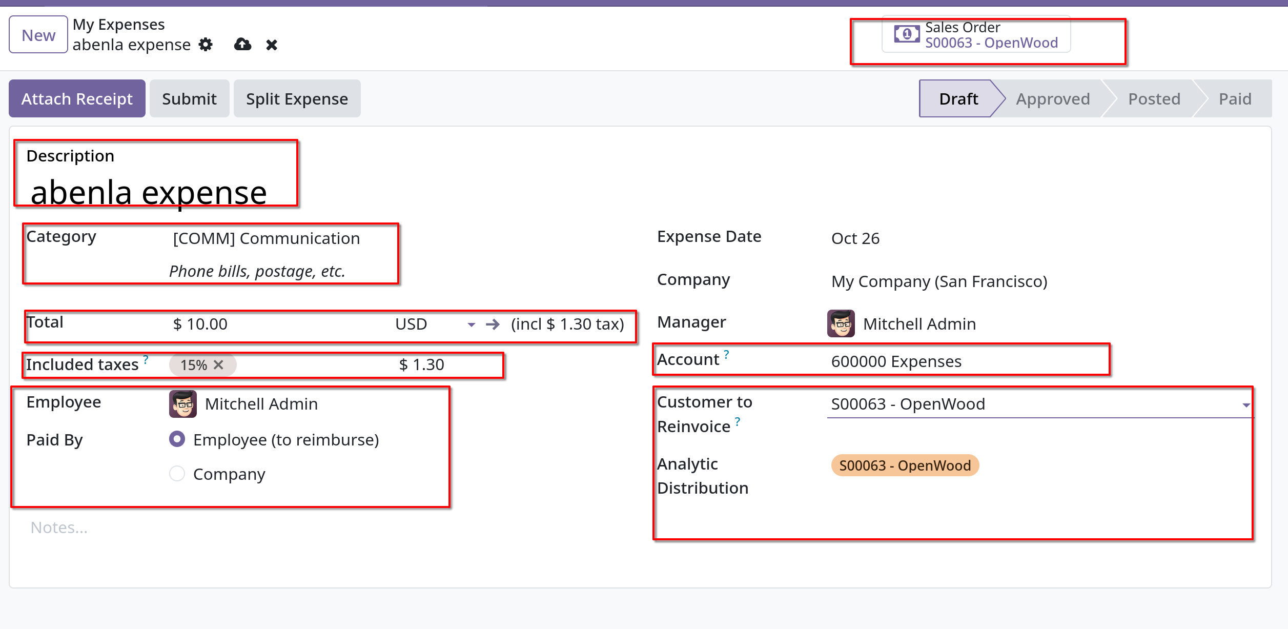sales order expenses