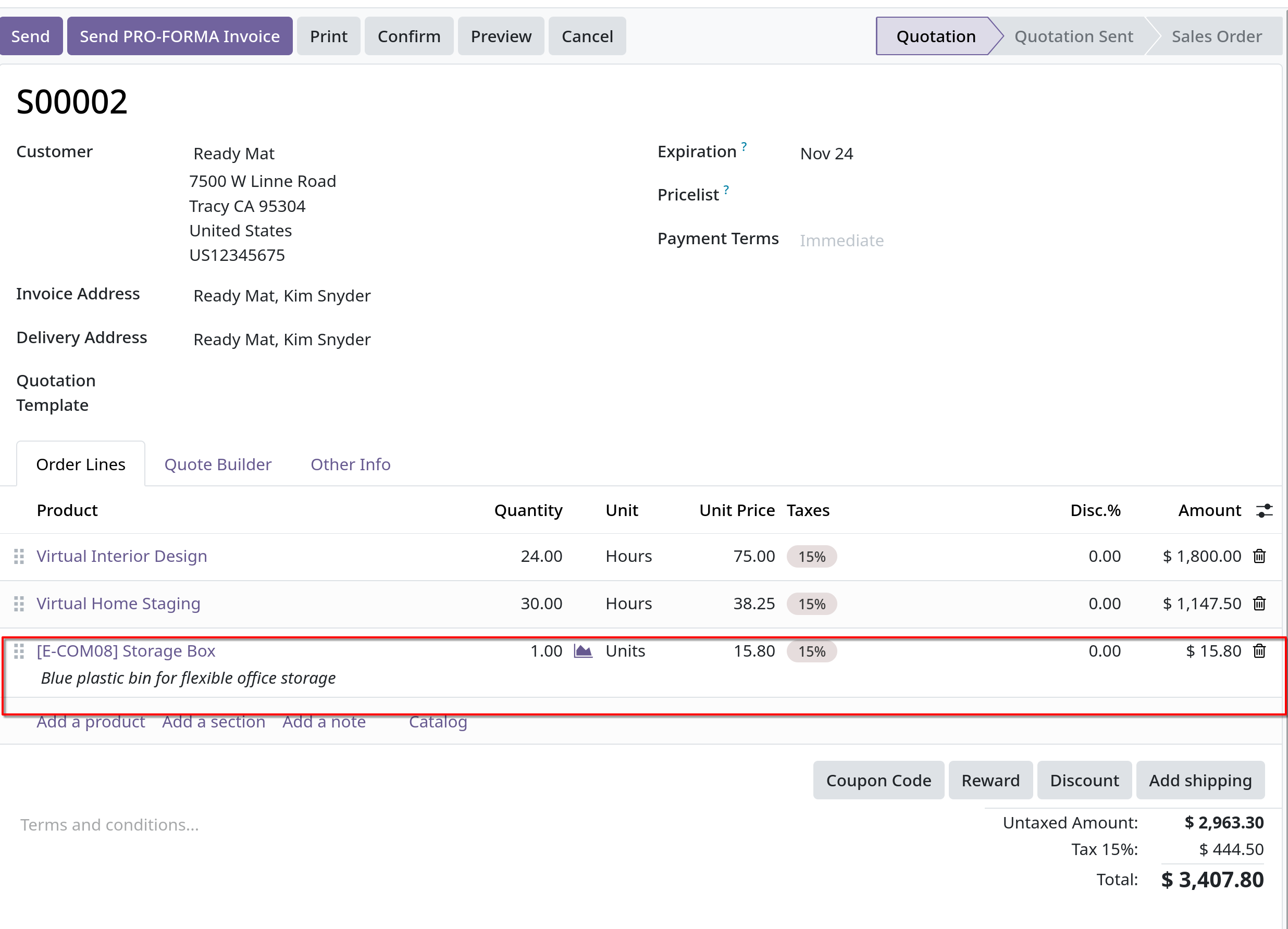 sales order purchase product