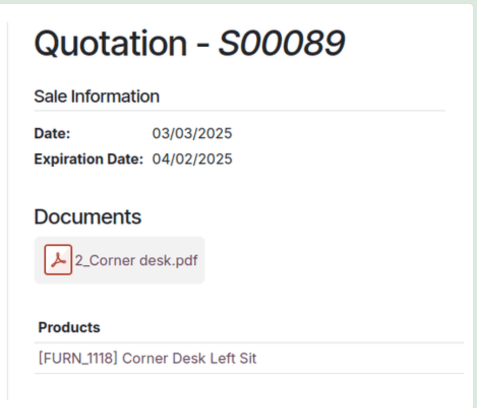 product pdf quote customer portal