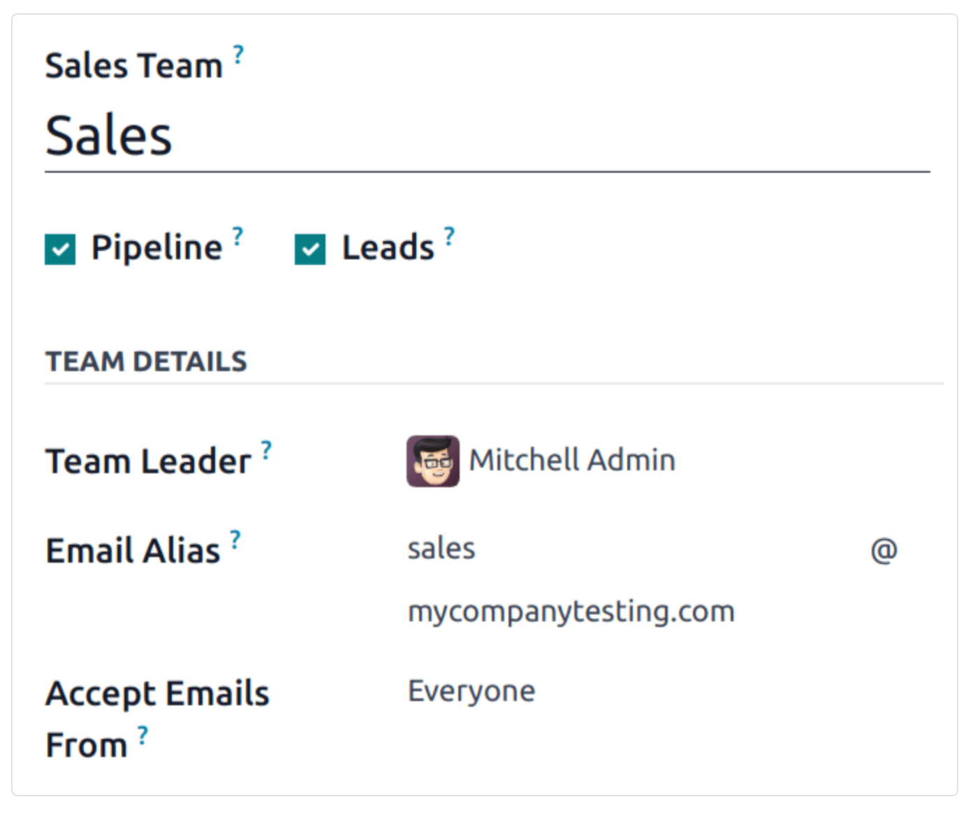 sales team email alias