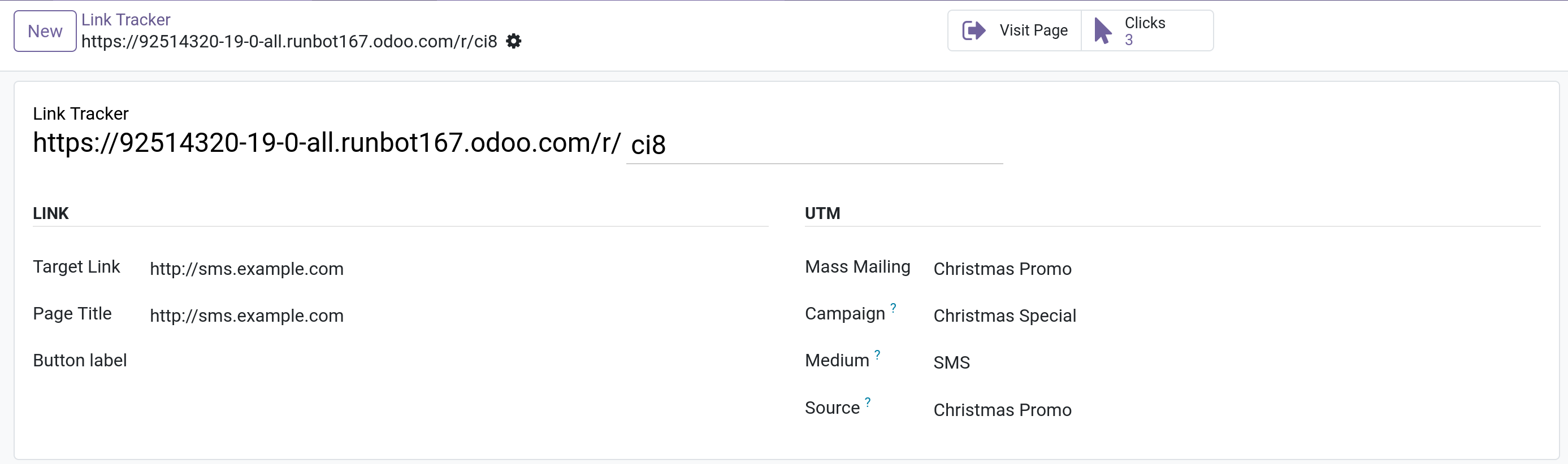 sms marketing link tracker code