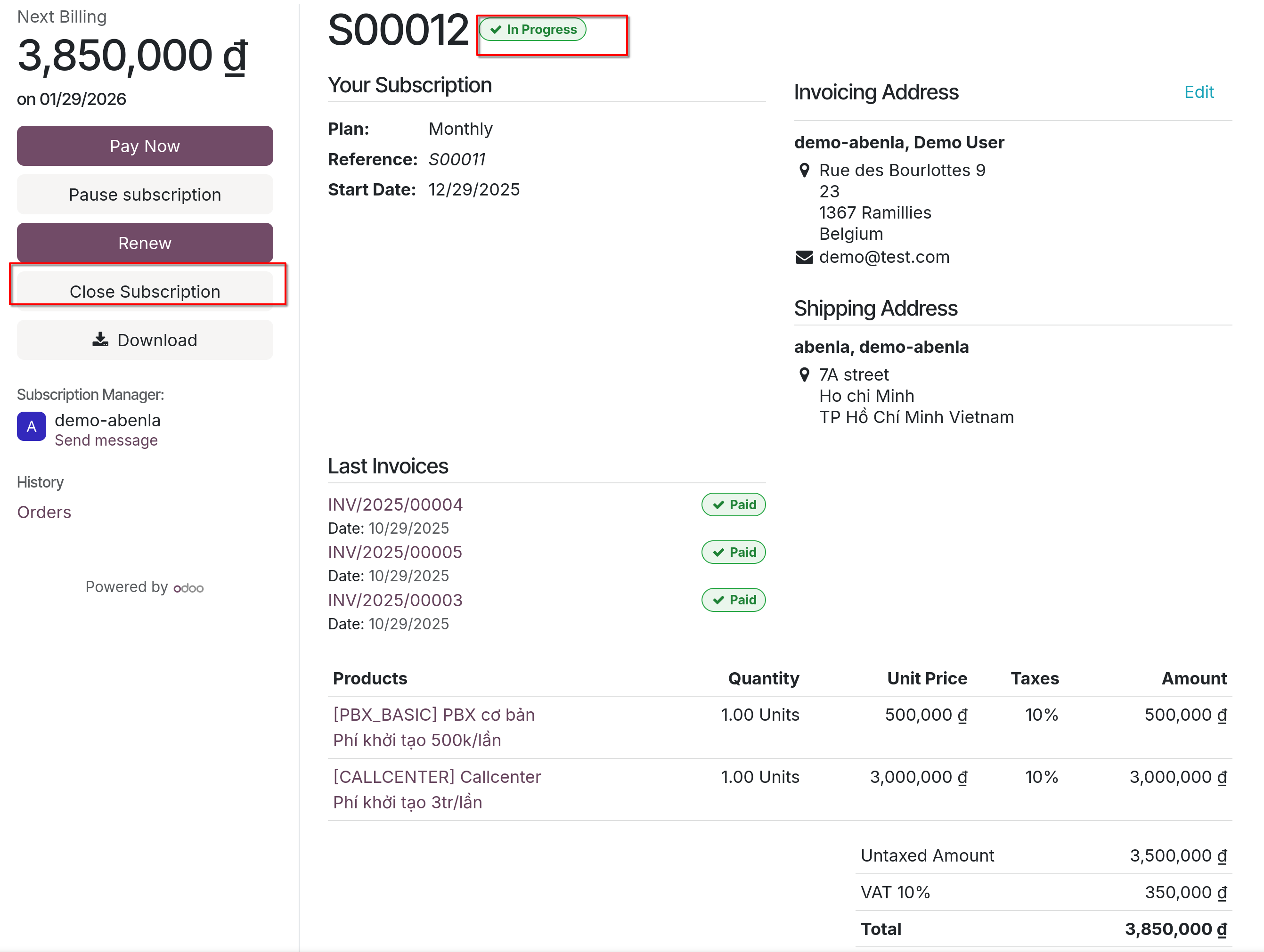 subscription close portal