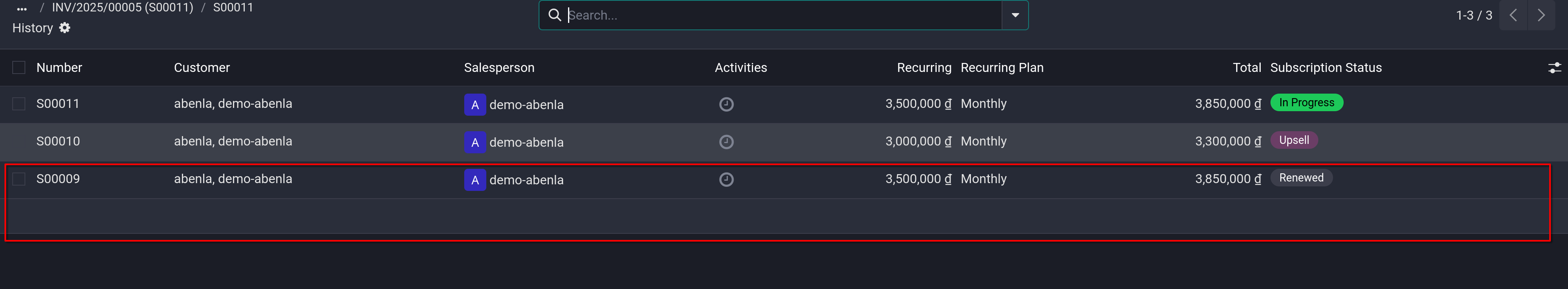 subscription renew history